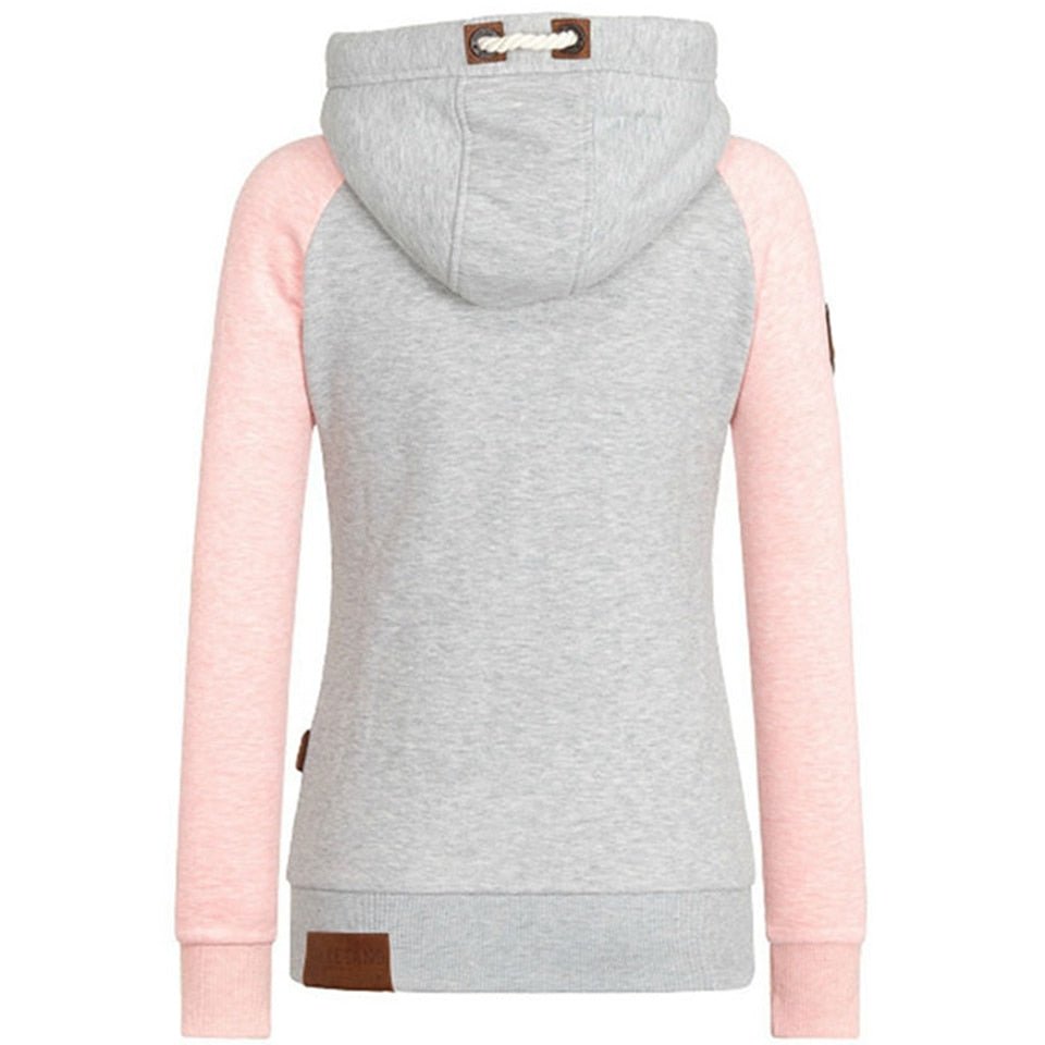 Long Sleeves Stylish Knitted Women's Hoodie with Zipper