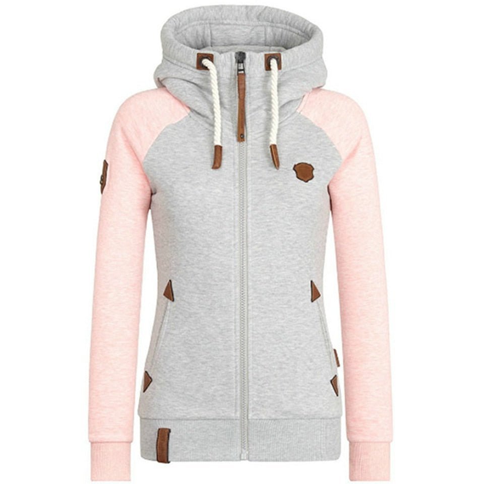Long Sleeves Stylish Knitted Women's Hoodie with Zipper