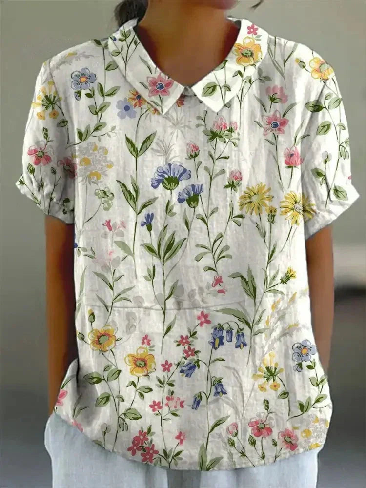 Women’s Relaxed Fit Floral Print Short Sleeve Blouse