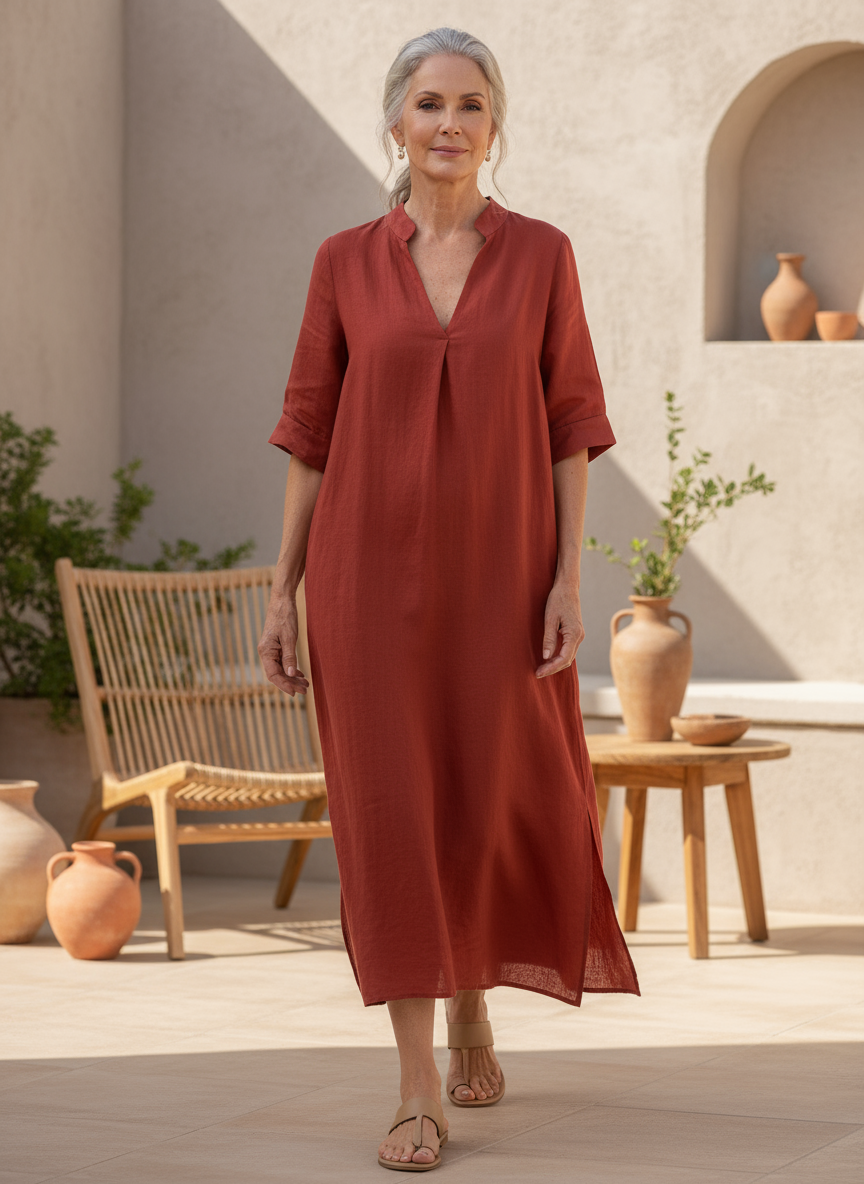 Women's Relaxed V-Neck Maxi Dress