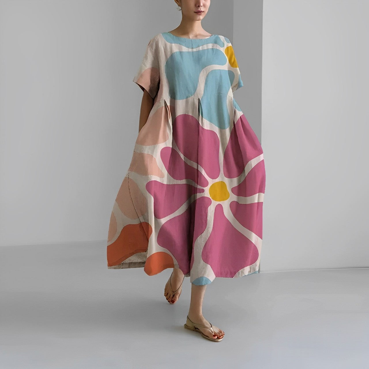 Women's Floral Print Oversized Maxi Dress