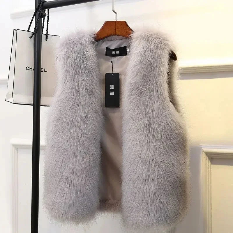 Women’s Sleeveless Open Front Faux Fur Vest