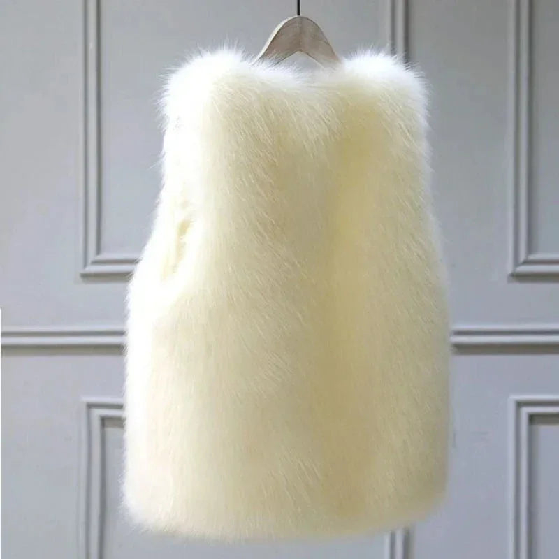 Women’s Sleeveless Open Front Faux Fur Vest