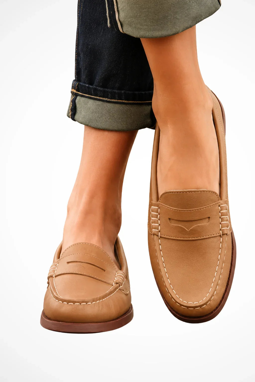 Women's Leather Penny Loafer Slip-On Shoes