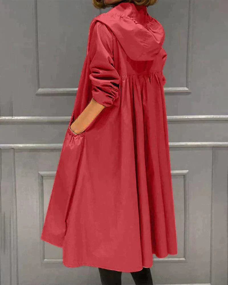 Women's Waterproof Zip-Up Hooded Casual Rain Coat