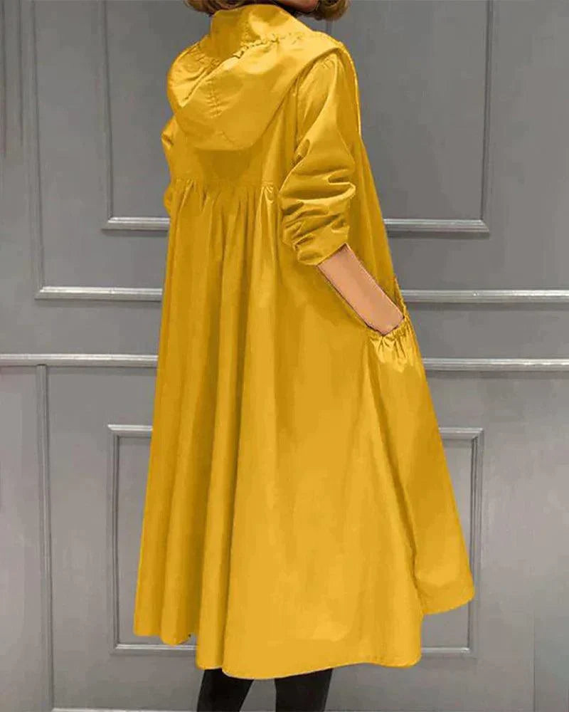 Women's Waterproof Zip-Up Hooded Casual Rain Coat
