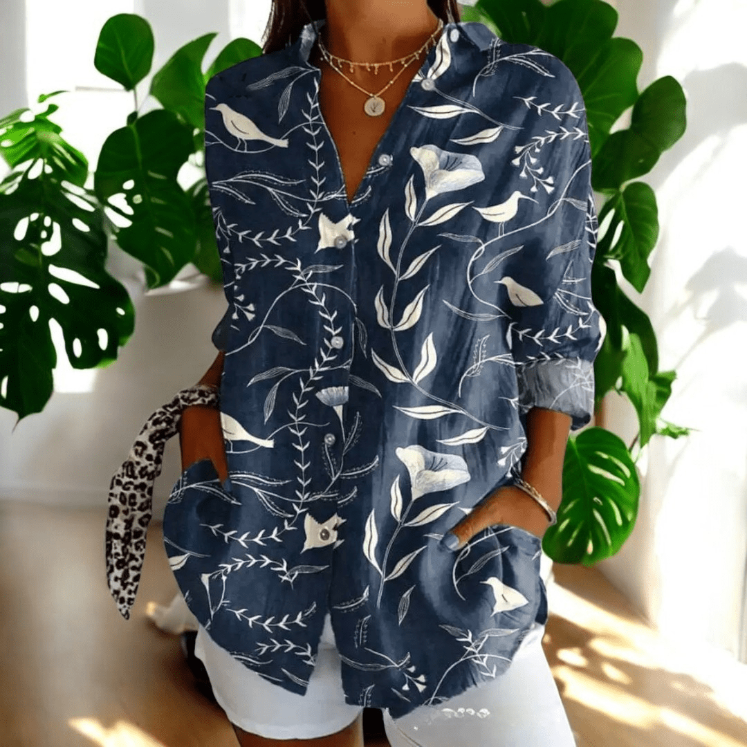 Women's Elegant Vintage-Inspired Collared Blouse