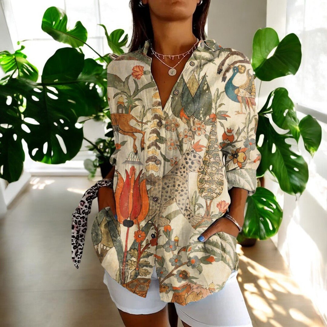Women's Elegant Vintage-Inspired Collared Blouse