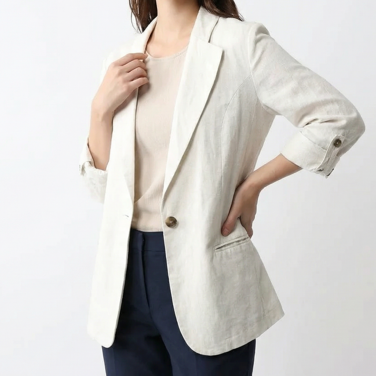 Women's Single-Breasted Linen Blend Blazer