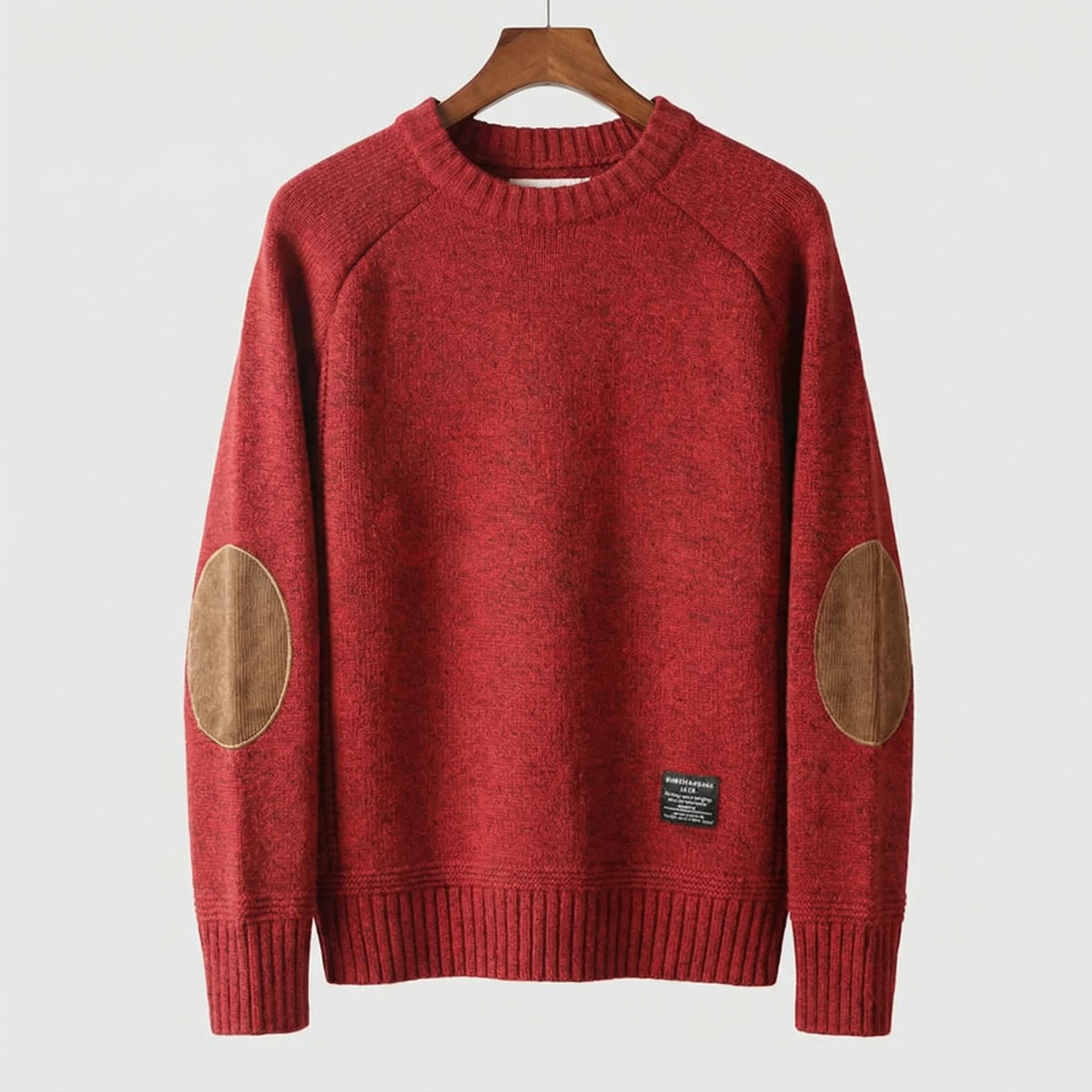 Women's Classic Crew Neck Sweater with Elbow Patch Detail