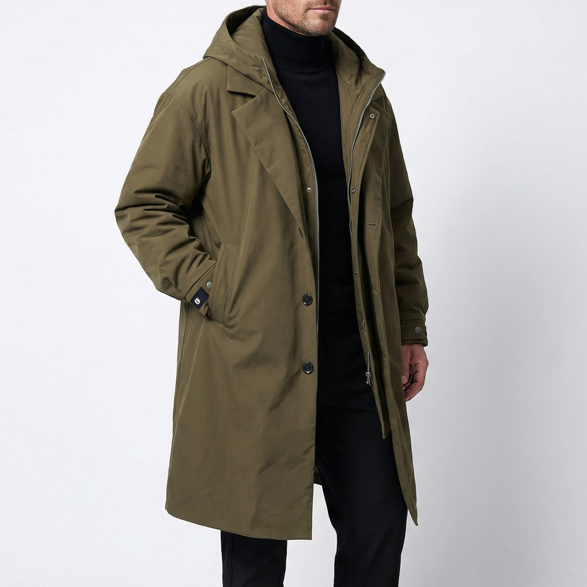 Men's Longline Hooded Parka Winter Coat