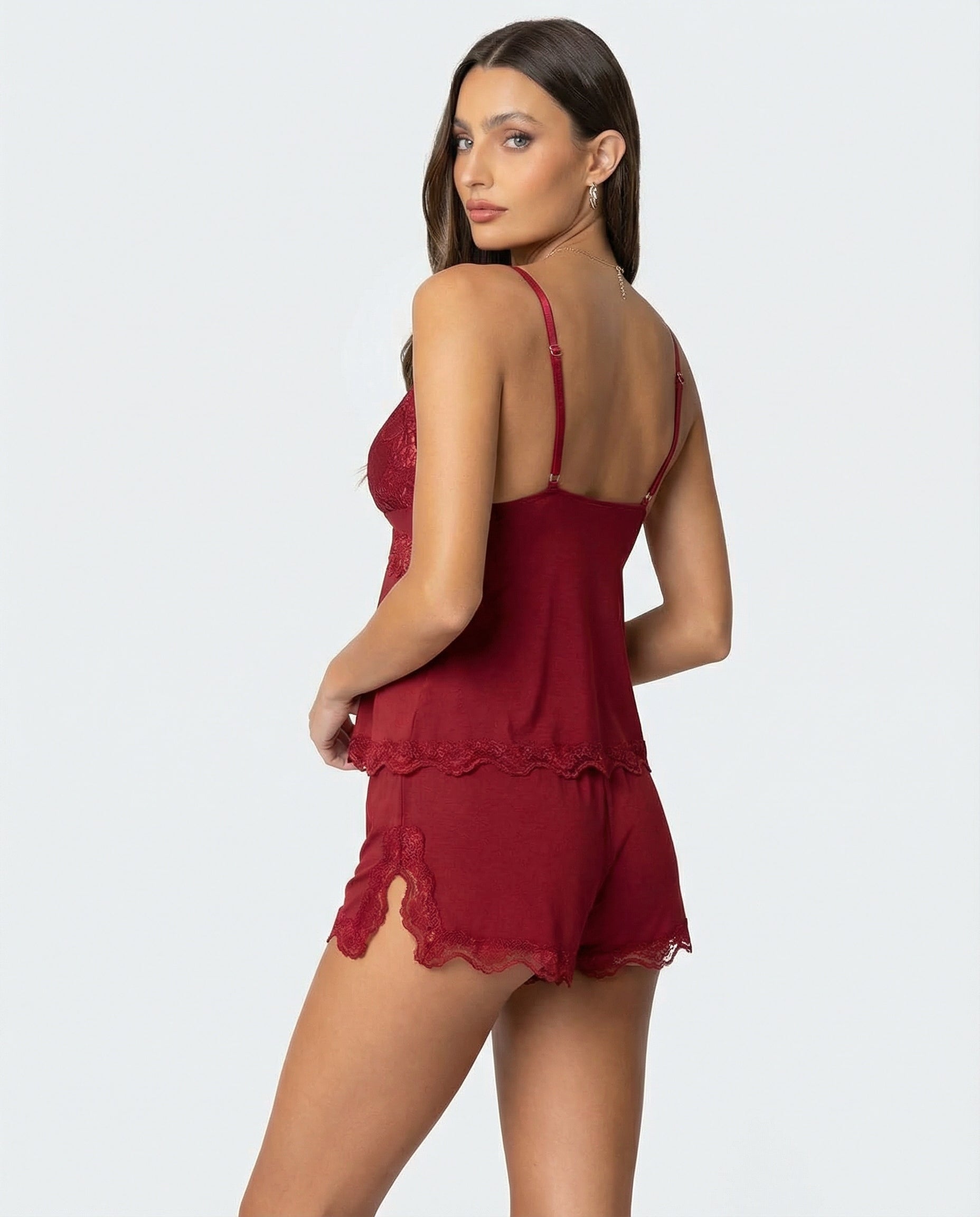 Women's Lace Trim Cami Shorts Set