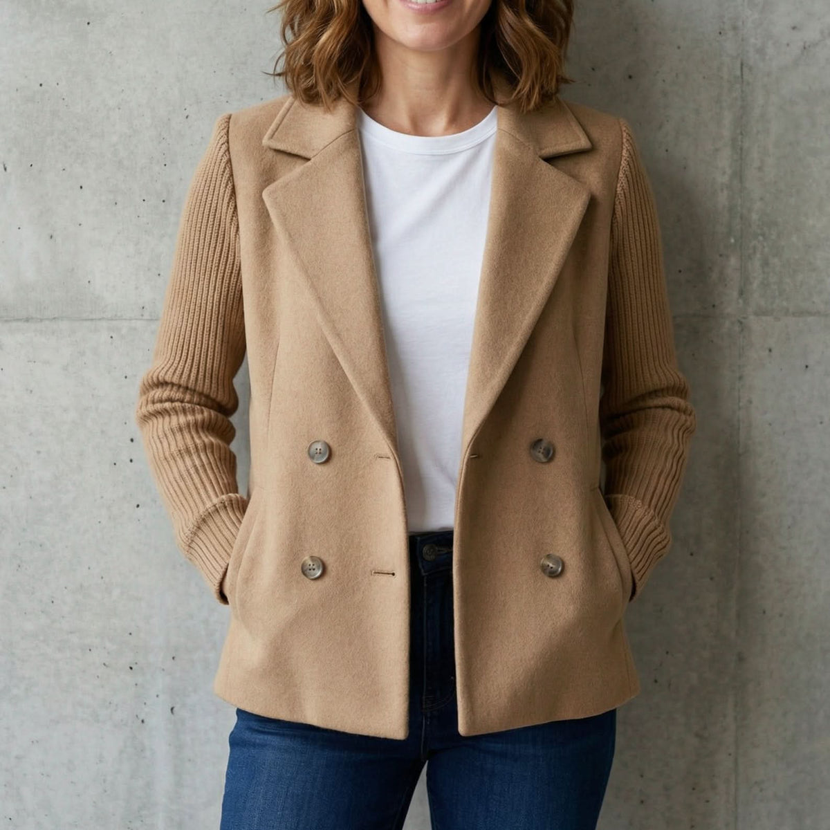 Women's Tailored Knit Double-Breasted Blazer