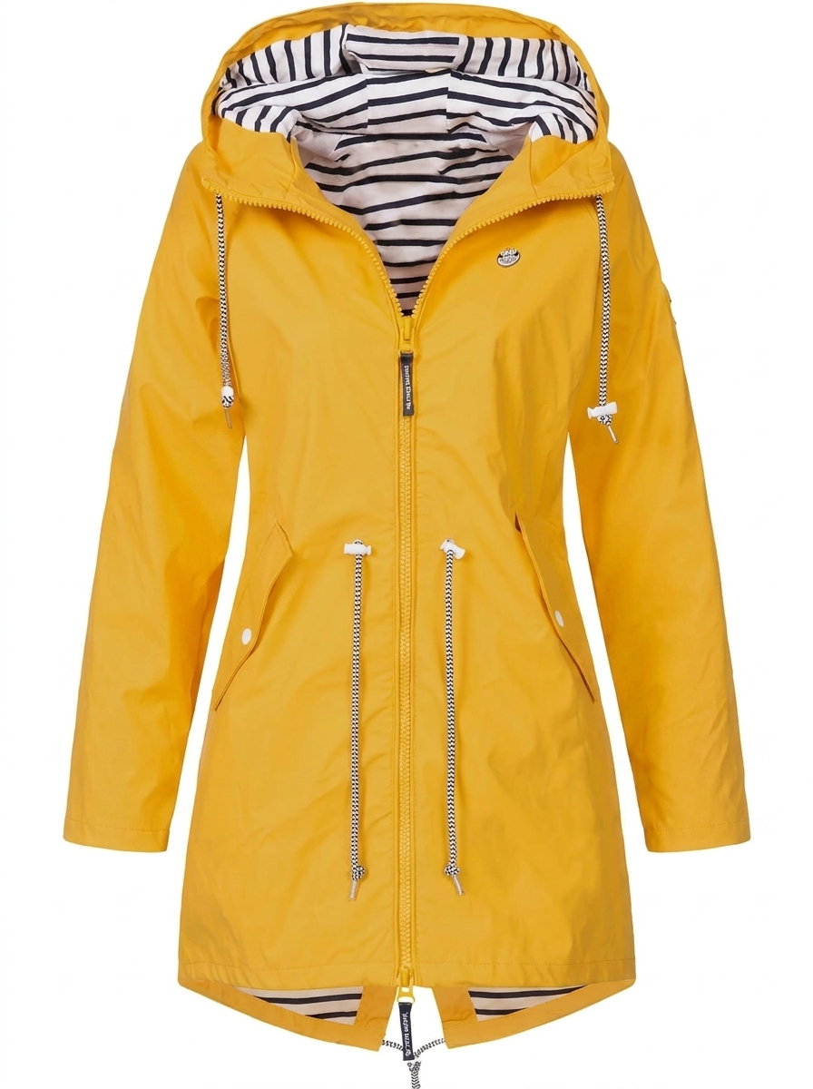 Women's Hooded Drawstring Zip-Up Utility Coat