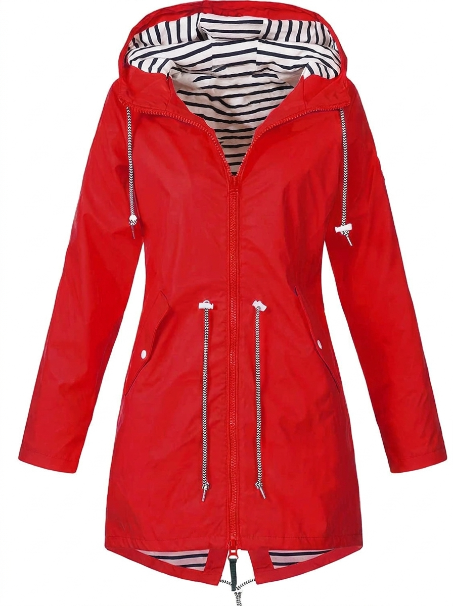 Women's Hooded Drawstring Zip-Up Utility Coat