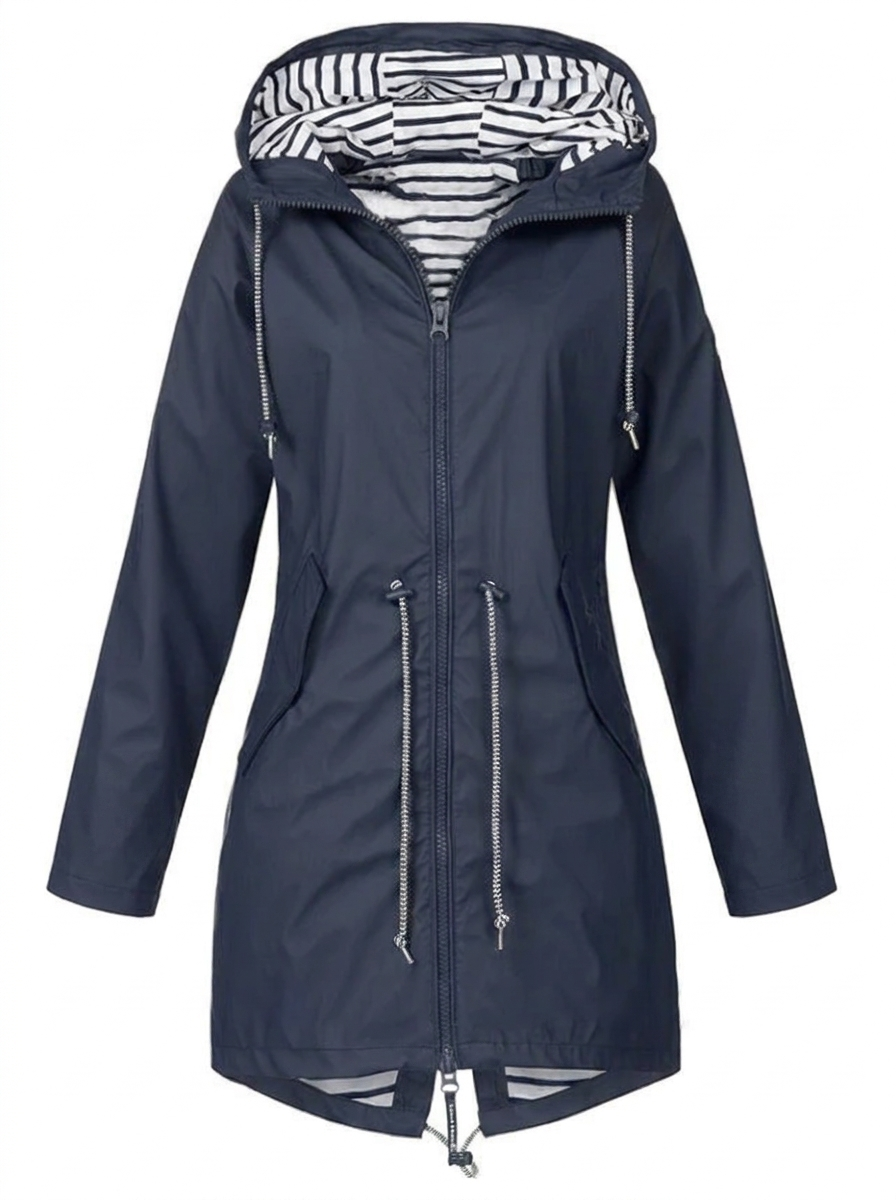 Women's Hooded Drawstring Zip-Up Utility Coat