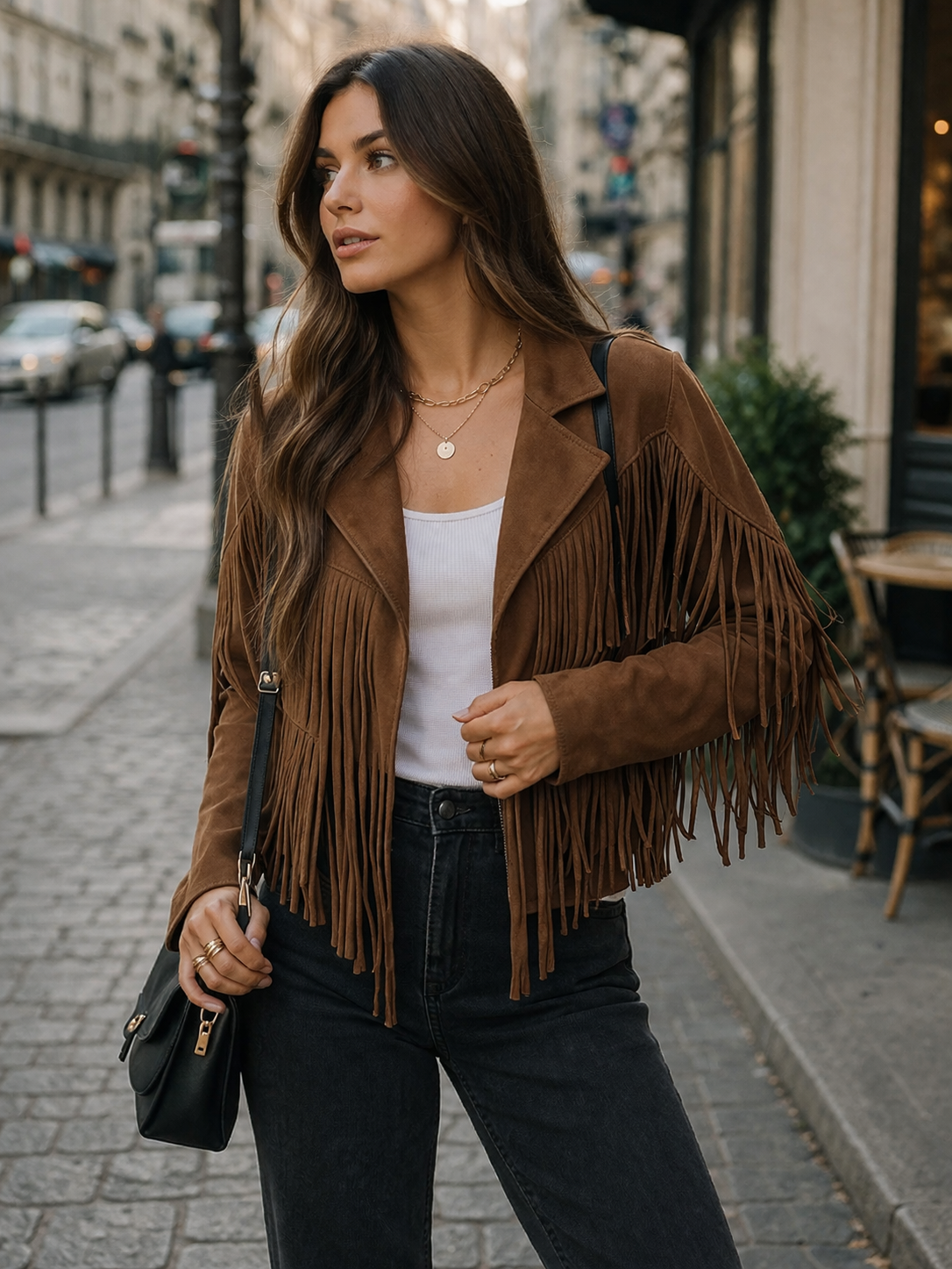 Western Inspired Cropped Tassel Women’s Fringe Jacket