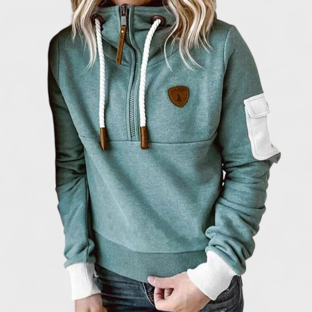 Women's Casual Half-Zip Hooded Sweatshirt