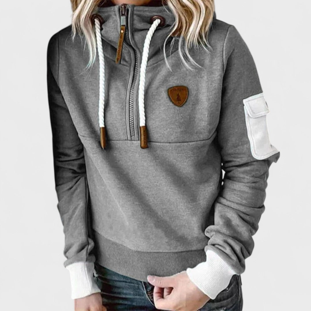 Women's Casual Half-Zip Hooded Sweatshirt