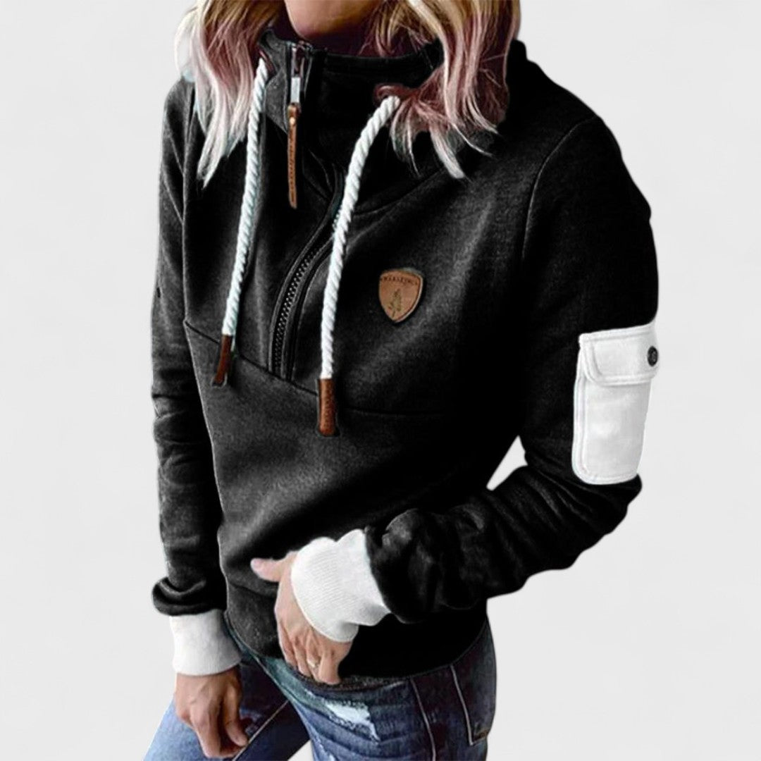 Women's Casual Half-Zip Hooded Sweatshirt