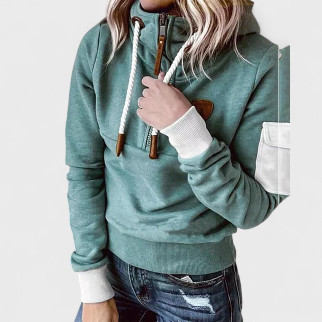 Women's Casual Half-Zip Hooded Sweatshirt