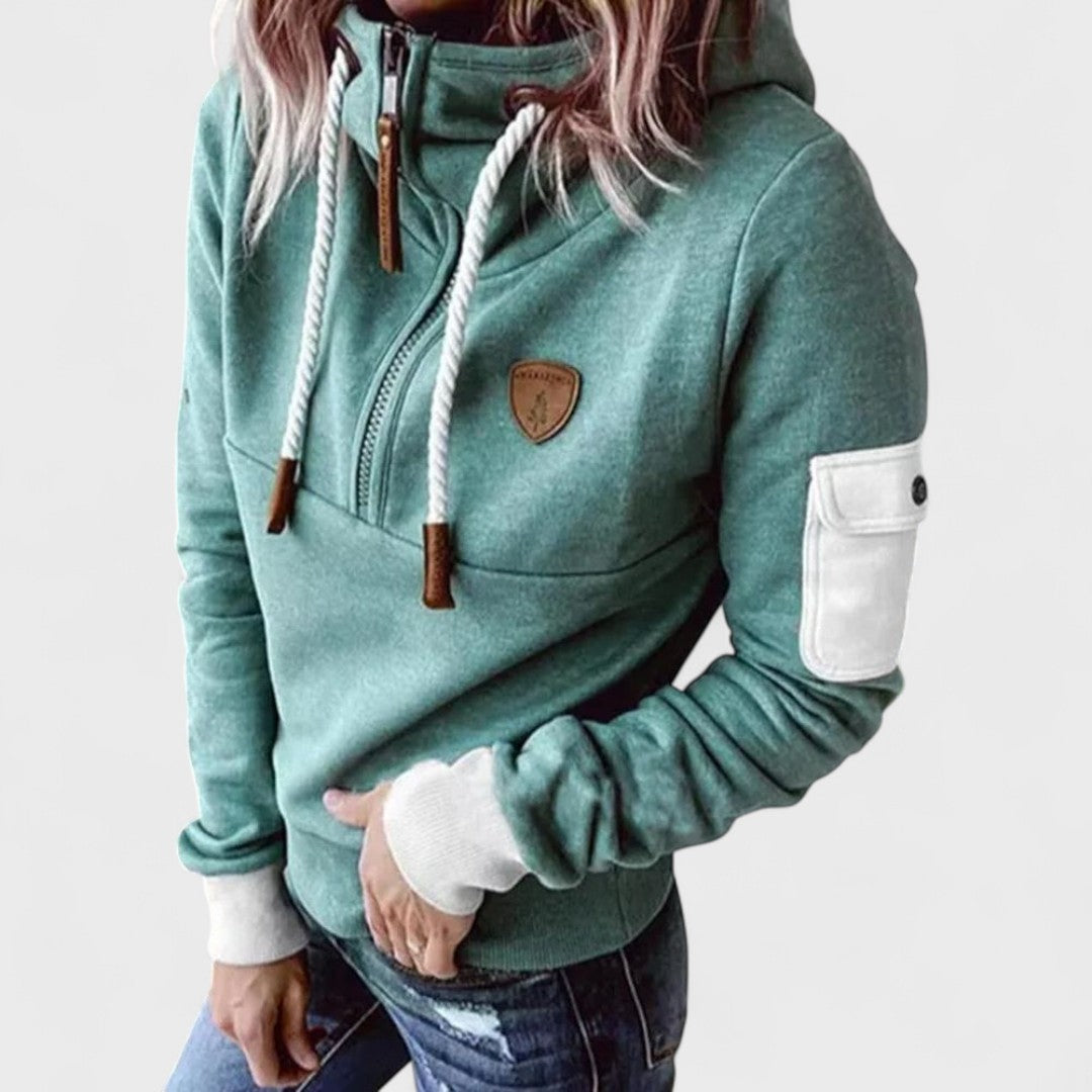 Women's Casual Half-Zip Hooded Sweatshirt