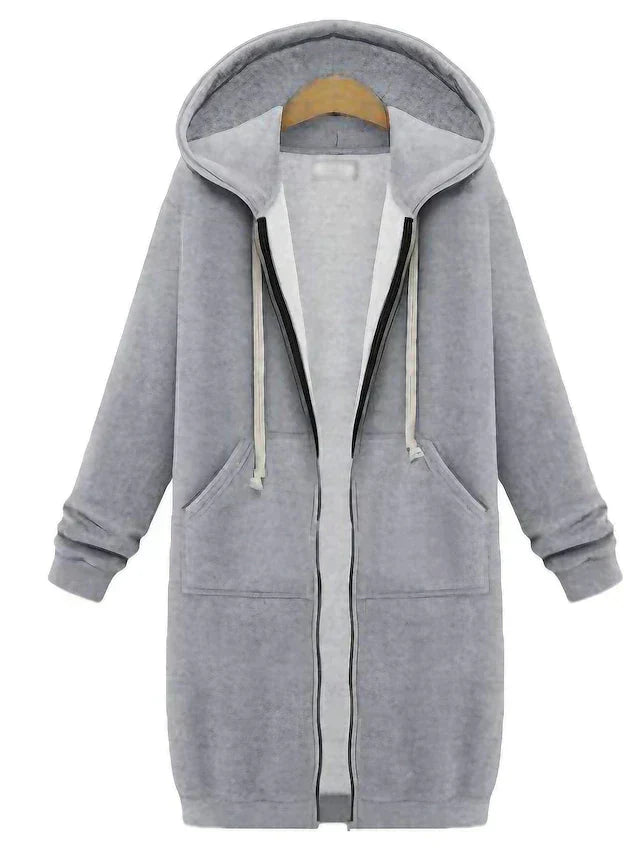 Stylish Women's Longline Zip Hoodie