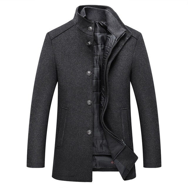 Men's Elegant Mid-Length Button Coat