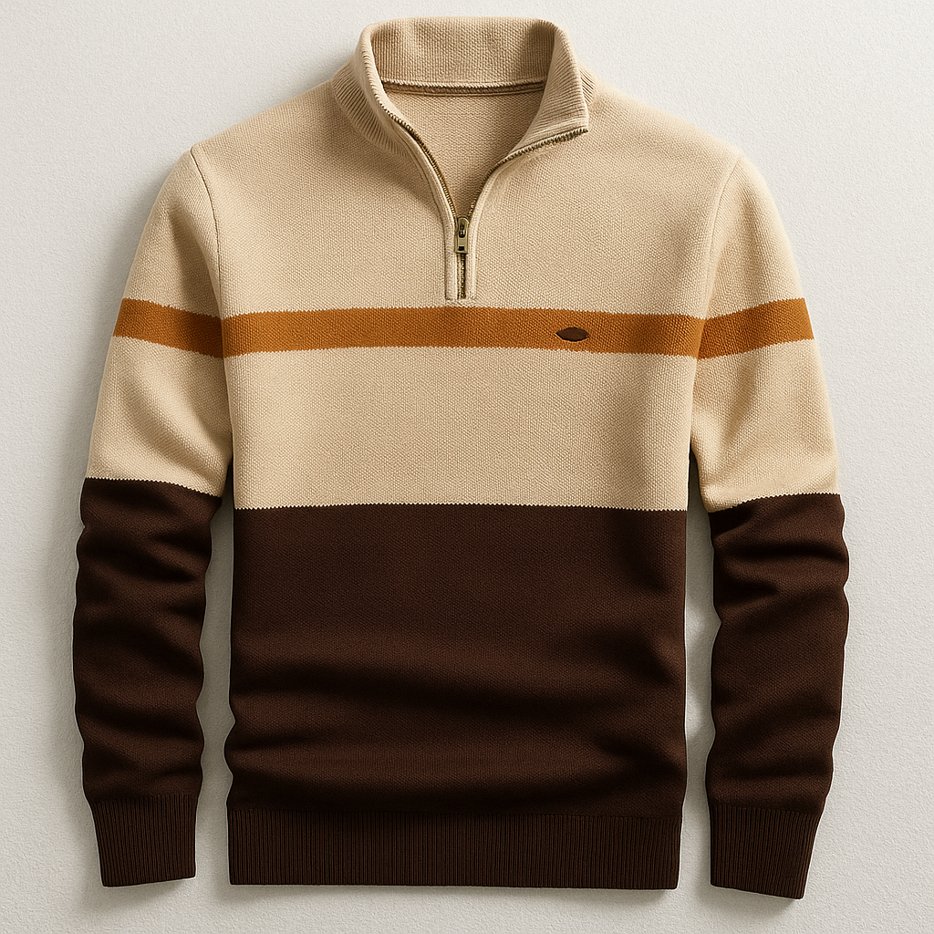 Men's Color Block Quarter Zip Knit Sweater