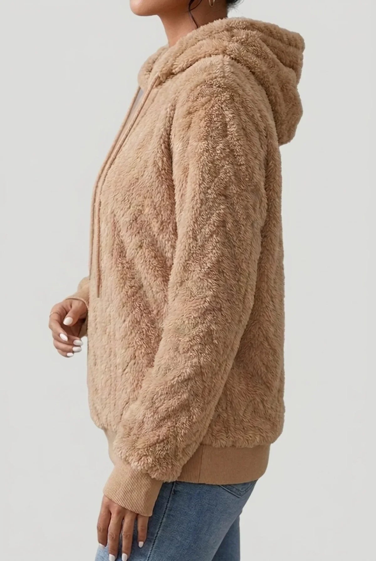 Women's Cable Knit Hoodie with Drawstring