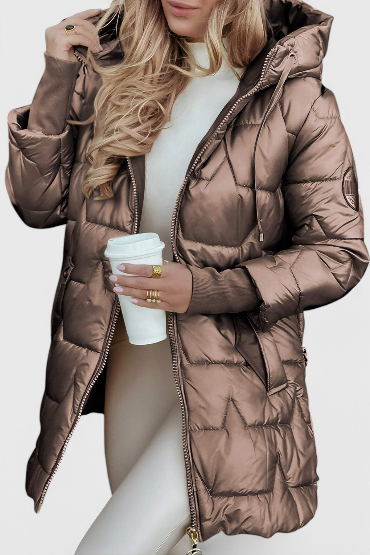 Women's Long Quilted Parka with Hood