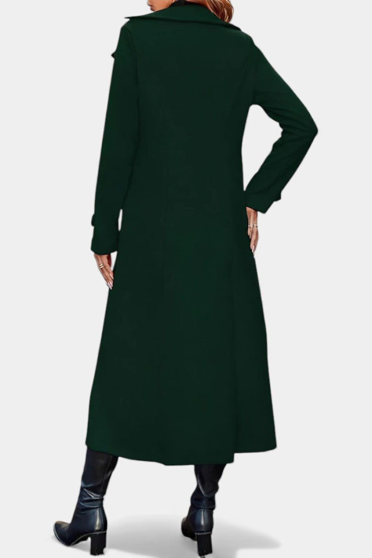 Women's Double-Breasted Notch Collar Maxi Coat