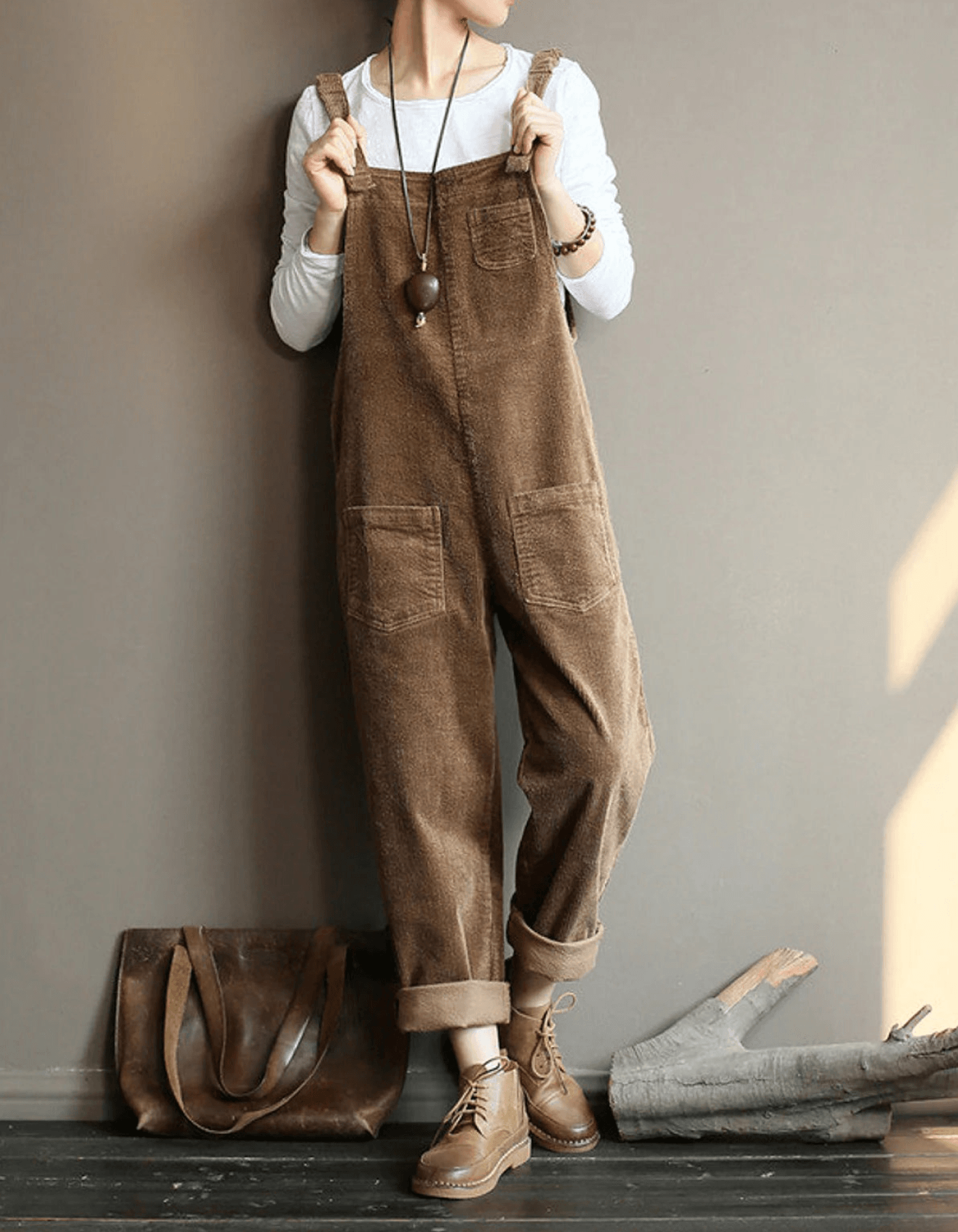 Women's Textured Overalls with Front Pockets