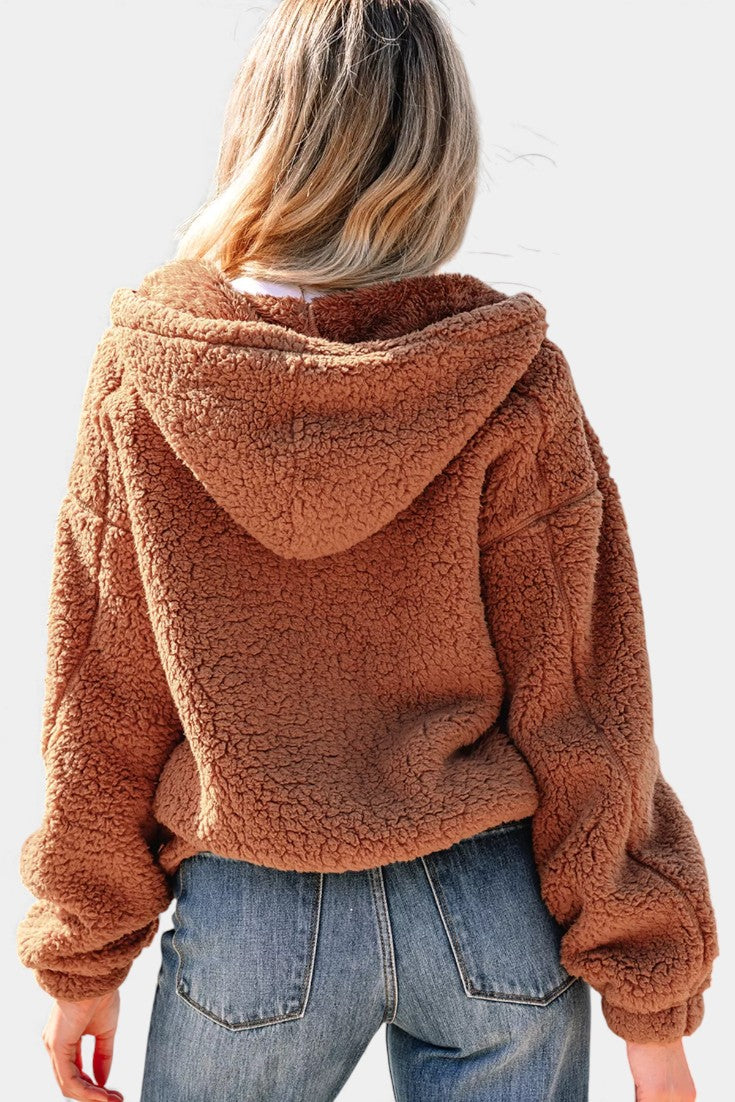 Women's Teddy Fleece Hoodie Jacket with Zip