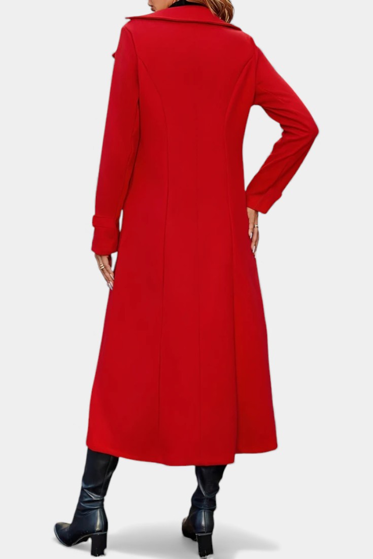 Women's Double-Breasted Notch Collar Maxi Coat