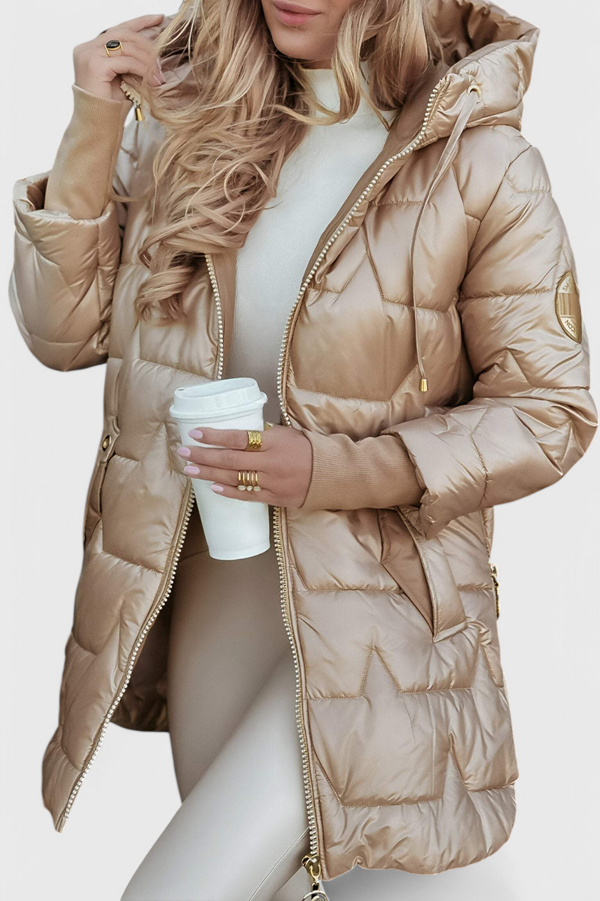 Women's Long Quilted Parka with Hood