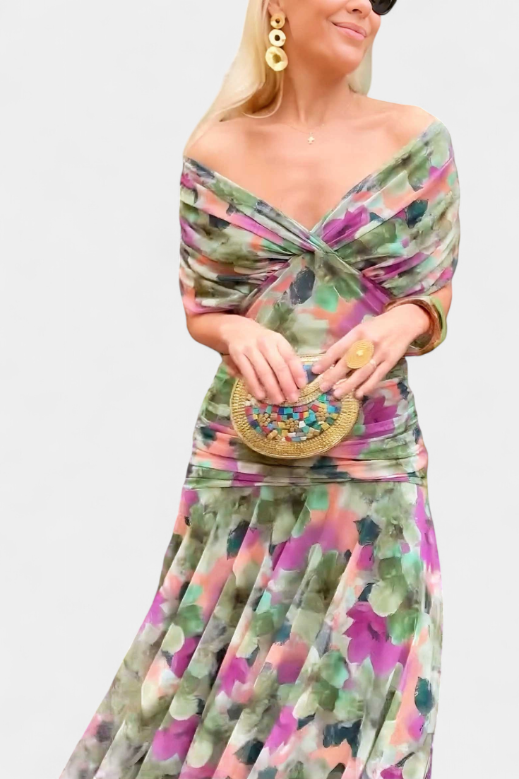 Women's Long Floral V Neck Maxi Dress