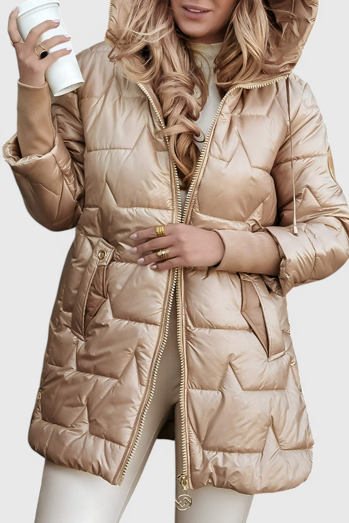 Women's Long Quilted Parka with Hood