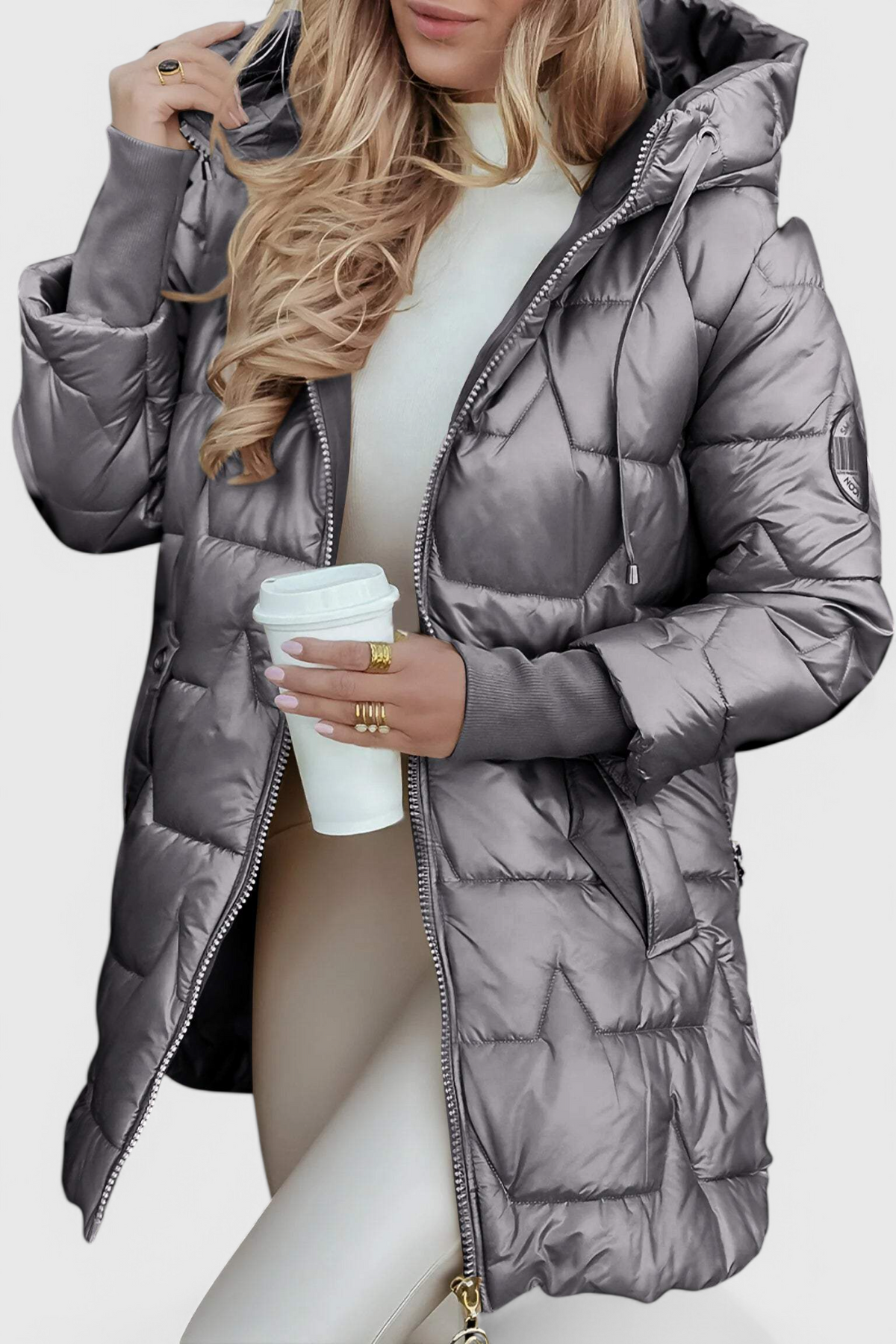 Women's Long Quilted Parka with Hood