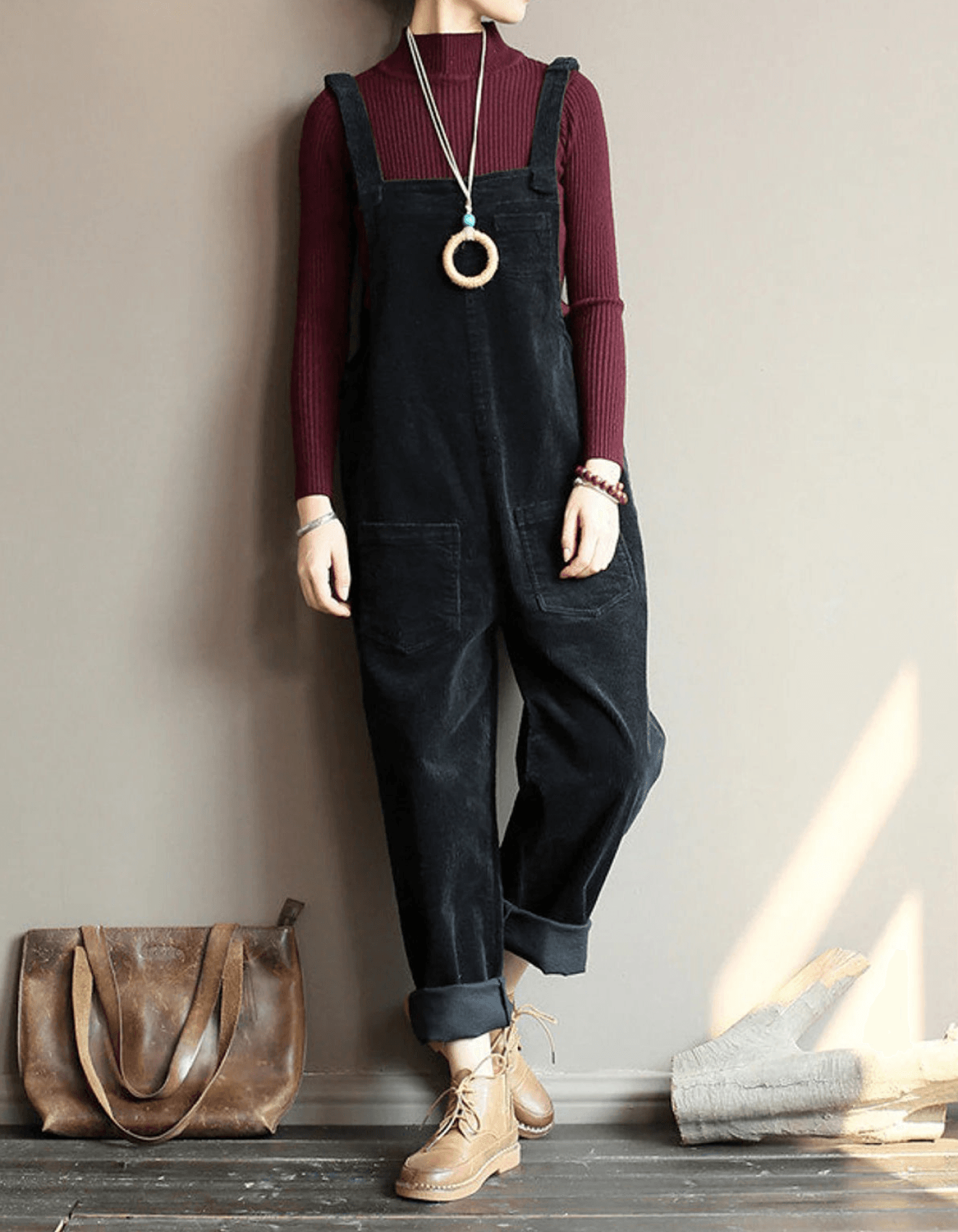Women's Textured Overalls with Front Pockets