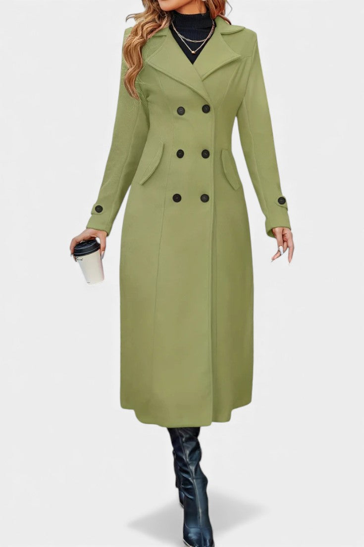 Women's Double-Breasted Notch Collar Maxi Coat