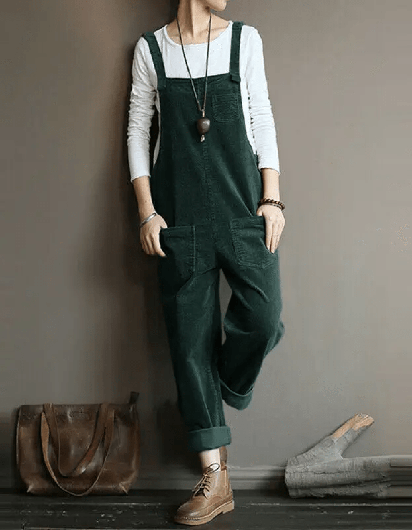 Women's Textured Overalls with Front Pockets