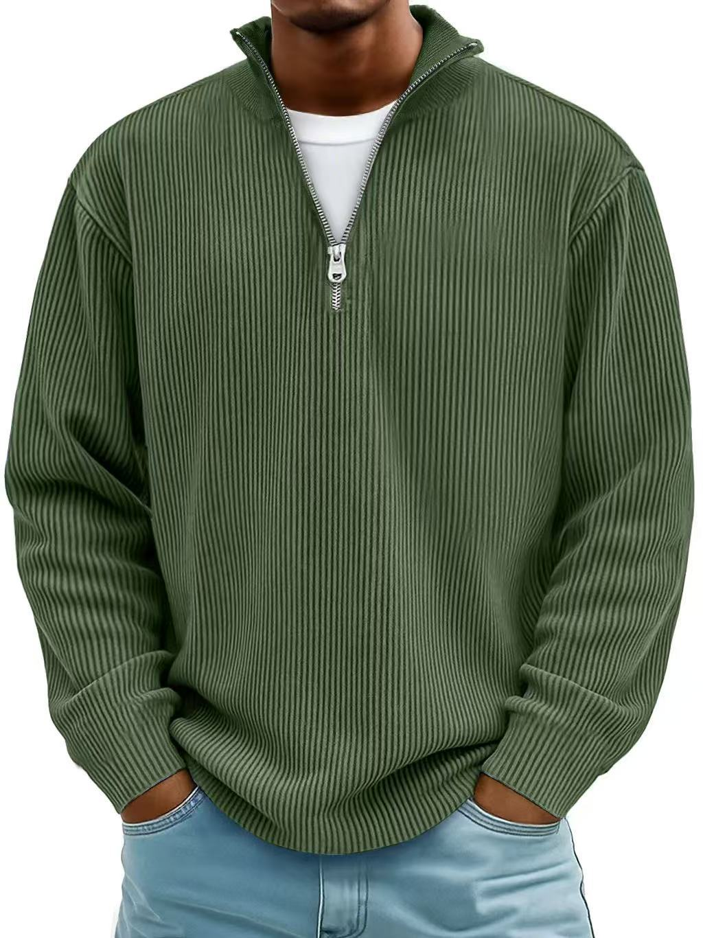 Men's Ribbed Quarter-Zip Long Sleeve Sweater