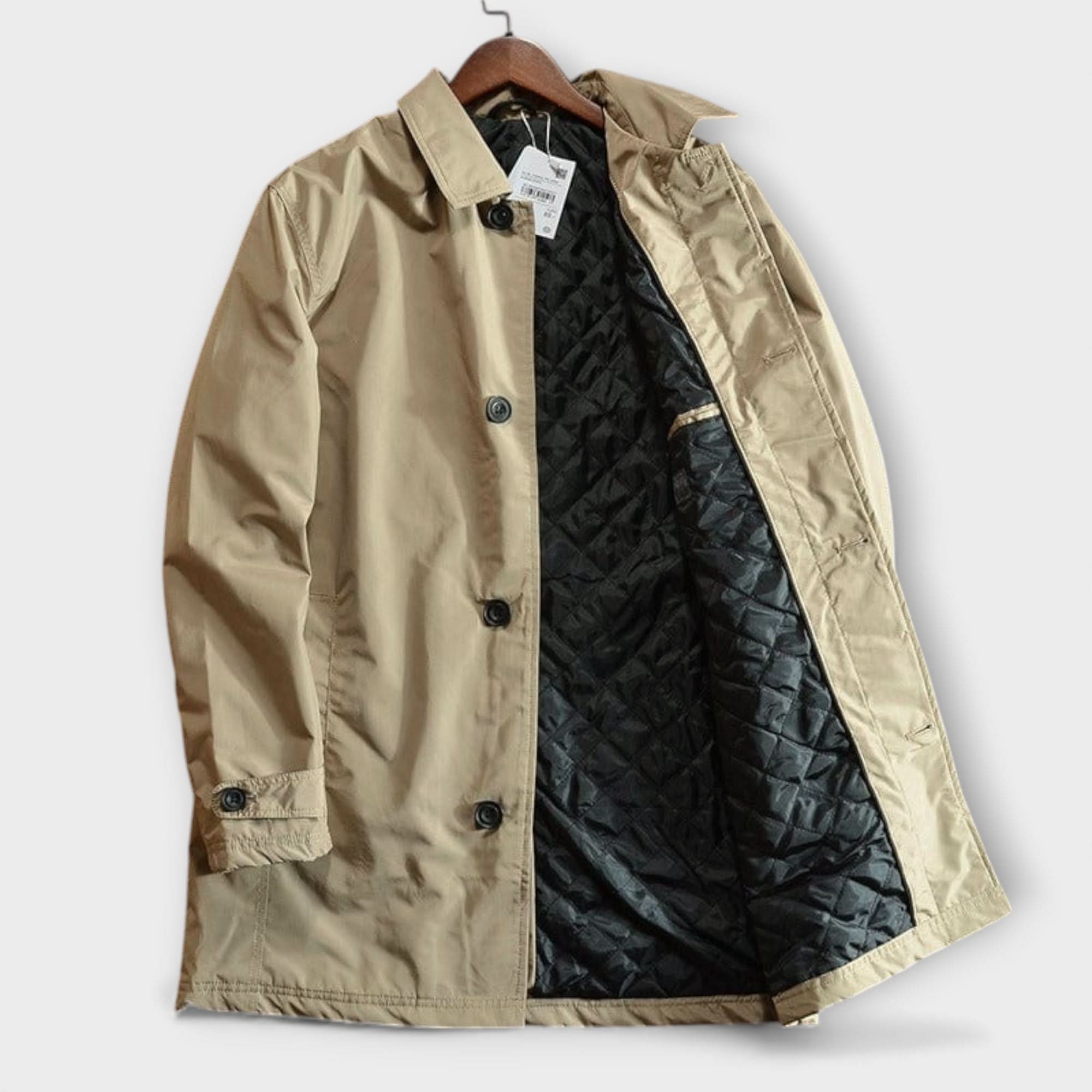 Men's Classic Button-Front Trench Coat