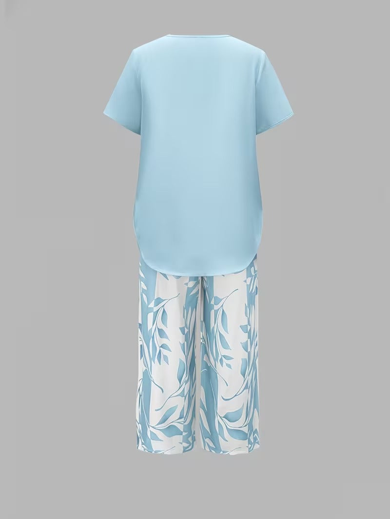 Women's Leaf Print Two Piece Set