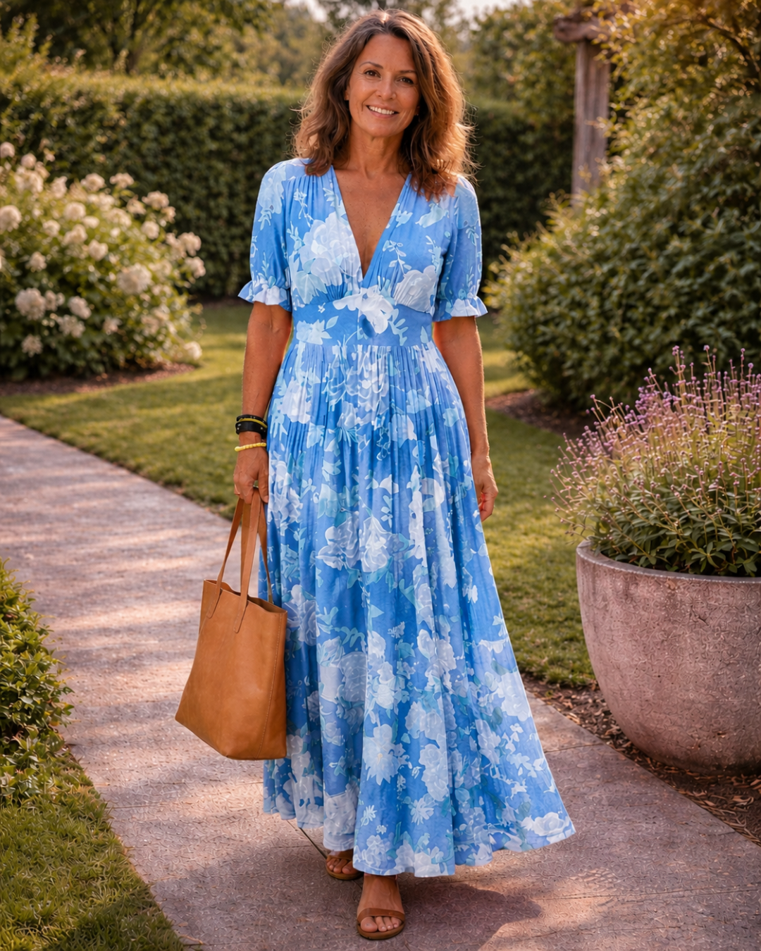 Women's Timeless Floral V-Neck Short Sleeve Maxi Dress