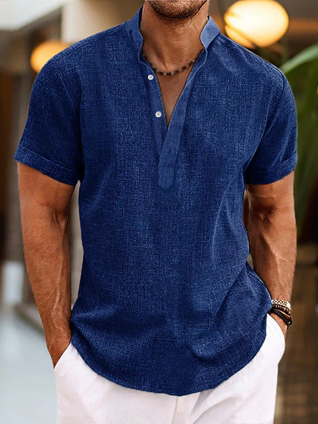 Men's Summer Henley Short Sleeve Shirt