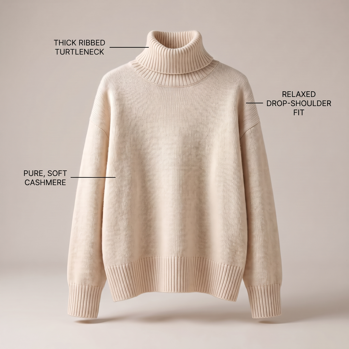 Women's Soft Ribbed Turtleneck Knit Sweater
