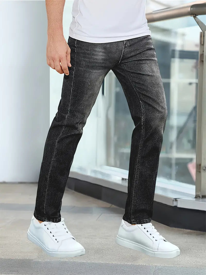 Men's Distressed Denim Jeans with Pockets