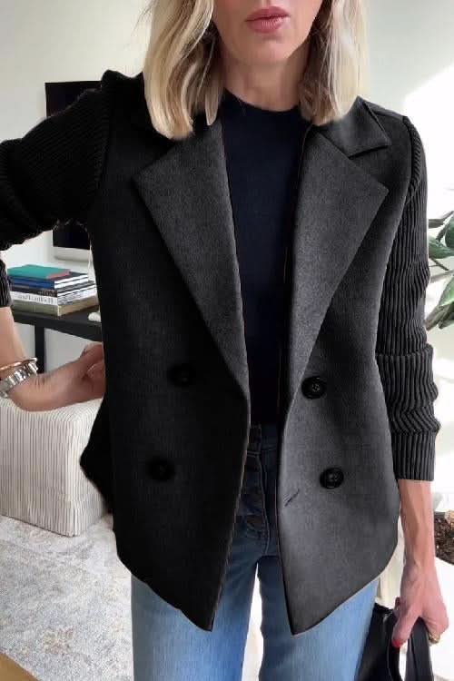 Women's Tailored Knit Double-Breasted Blazer